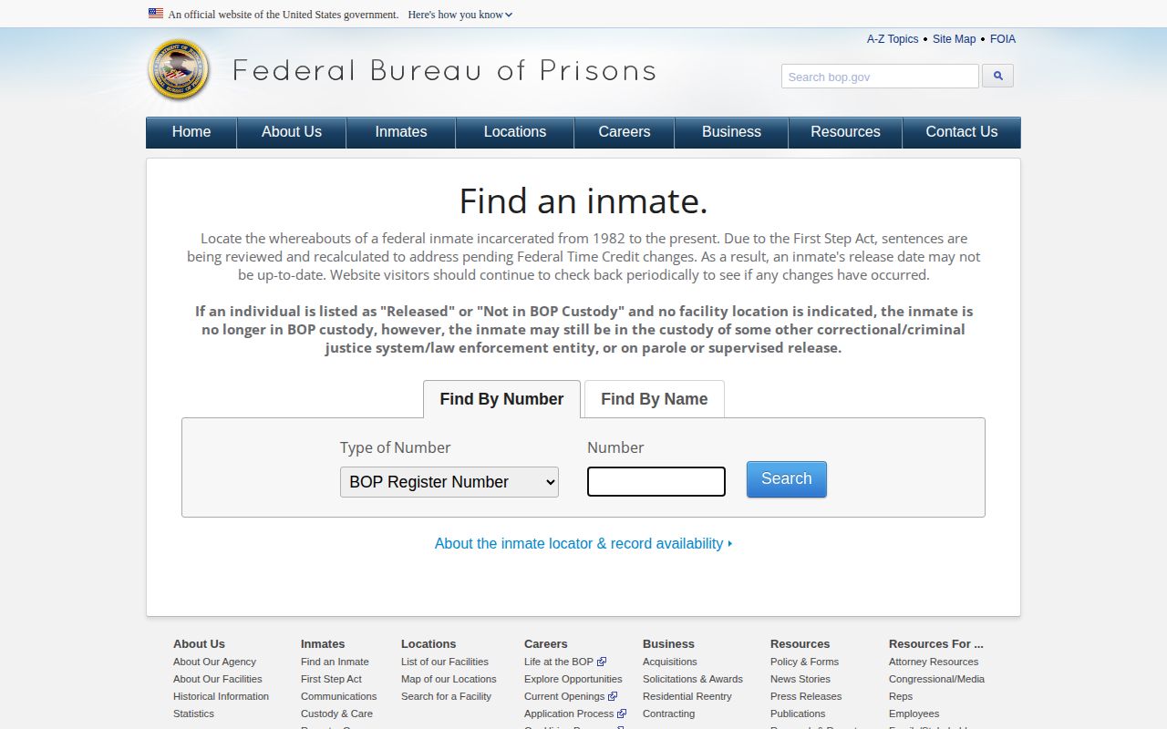 Bureau of Prisons federal custody locator relevant to Pike County record routing