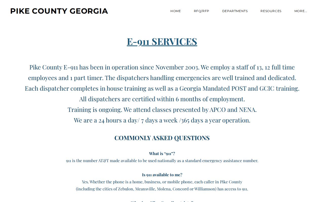 Pike County E-911 official dispatch and law-enforcement agency information