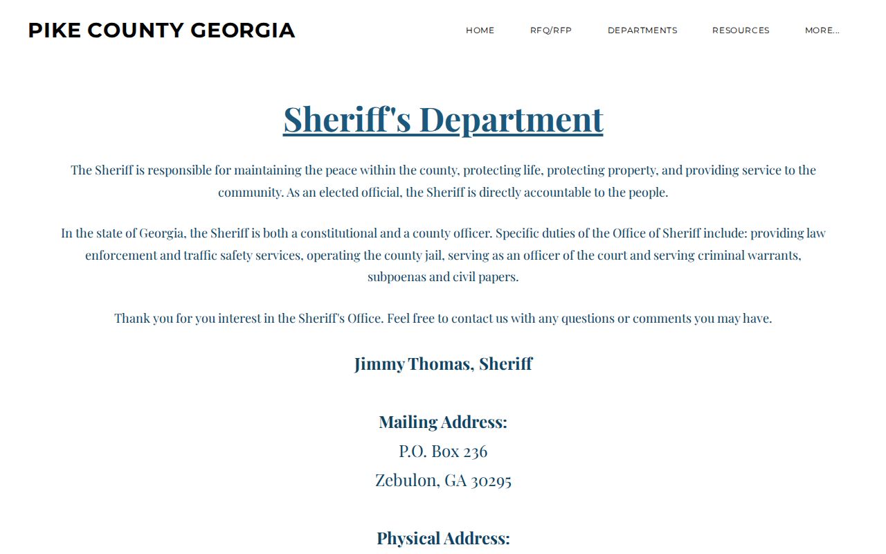 Pike County Sheriff's Office official jail and booking records page